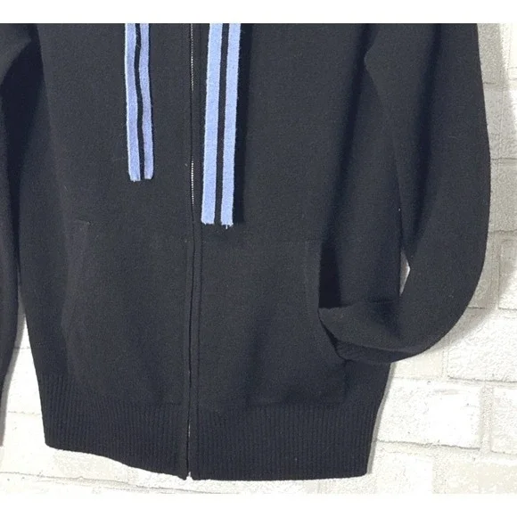 100% Cashmere Black Zip Hoodie Sweater XS Stars Nautical Coastal Preppy Capsule - Picture 4 of 9